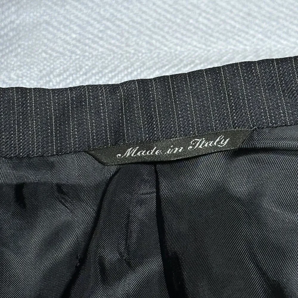 Canali Mark Shale Black Pinstripe Two Button Italy Wool Blazer Jacket‎ Men's 50L